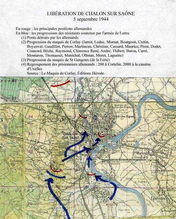 Carte de la libération de Chalon