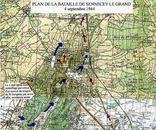 Carte de la bataille de Sennecey